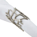 Fennco Styles Wrapped Antler Metal Napkin Rings, Set of 4 - Silver Decorative Napkin Holders for Home, Dining Room, Banquet, Family Gathering, Holiday and Special Occasion