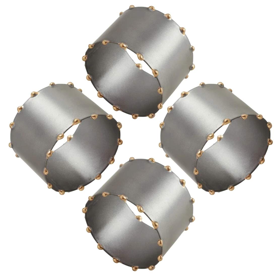 Fennco Styles Modern Dot Rim Iron Napkin Rings, Set of 4 - Metal Decorative Napkin Holders for Home, Dining Room, Banquet, Family Gathering, Holiday and Special Occasion