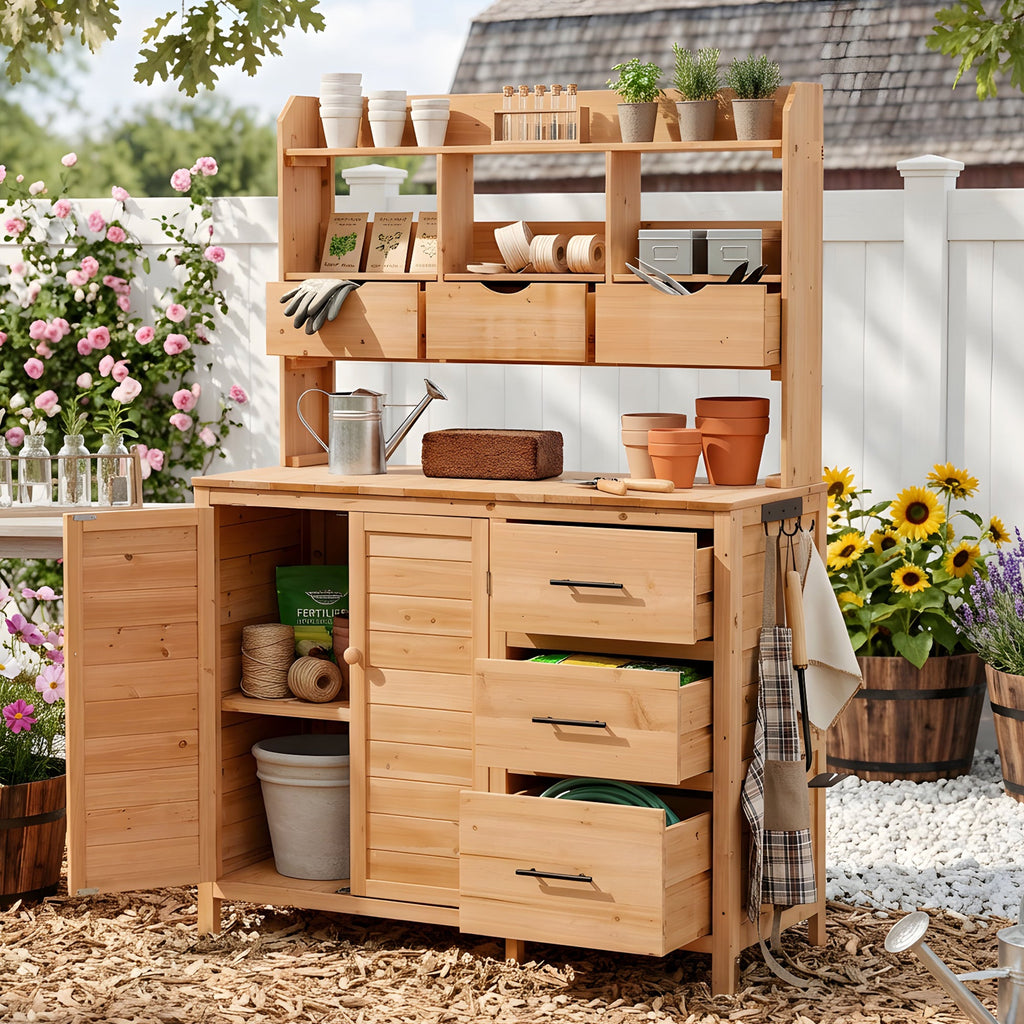 TOPMAX Farmhouse Patio Potting Bench