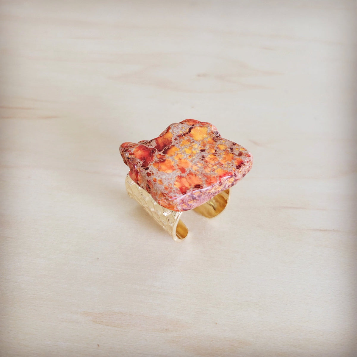 **Orange Regalite Western Boho Statement Ring 012ac