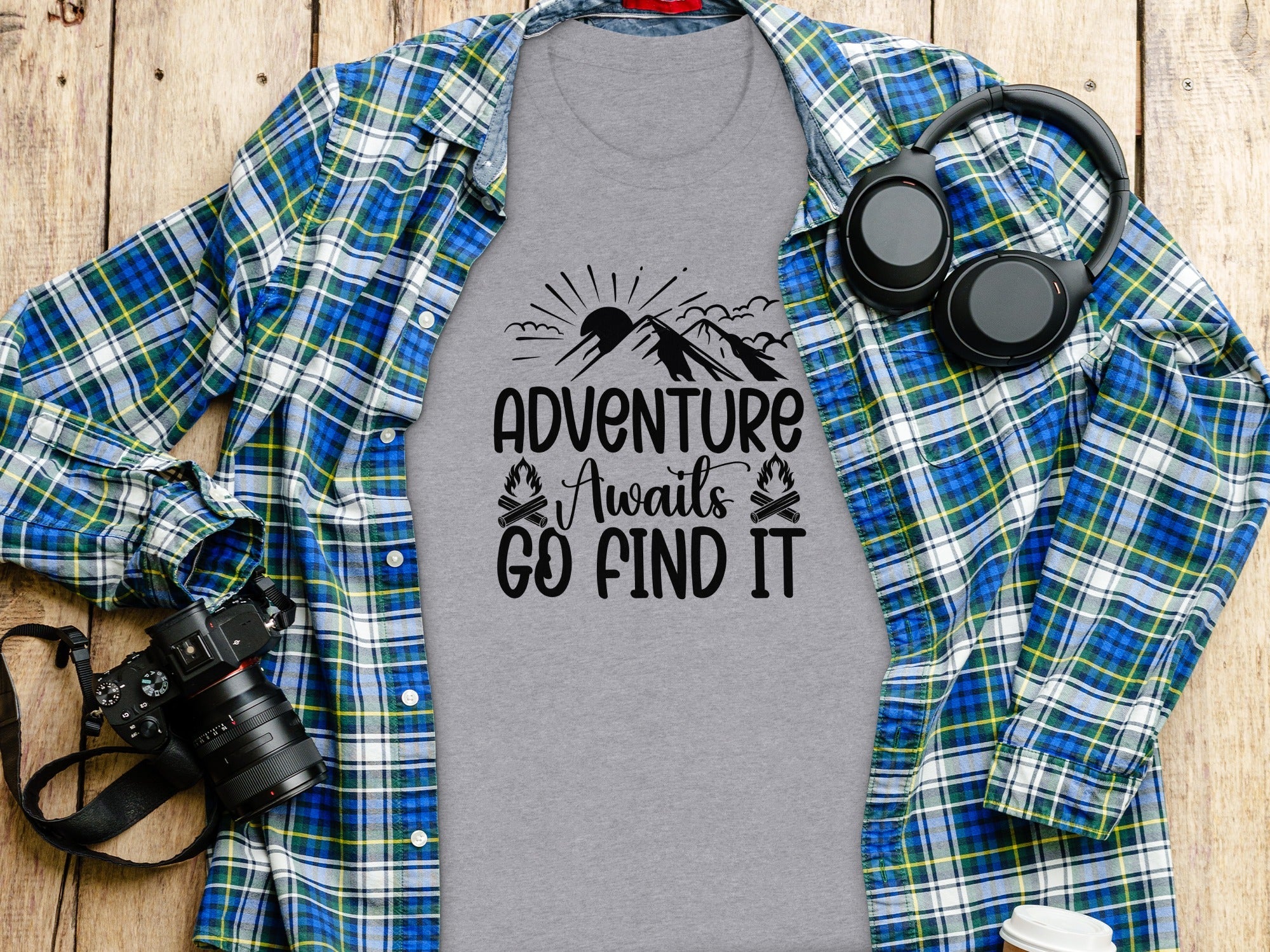 Adventure Awaits Go Find It Outdoorsy Graphic T-Shirt