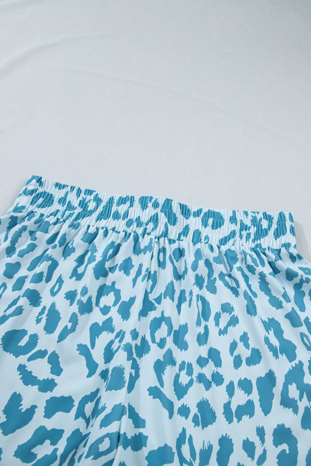 Beau Blue Plus Size Leopard Elastic Waist Athletic Shorts