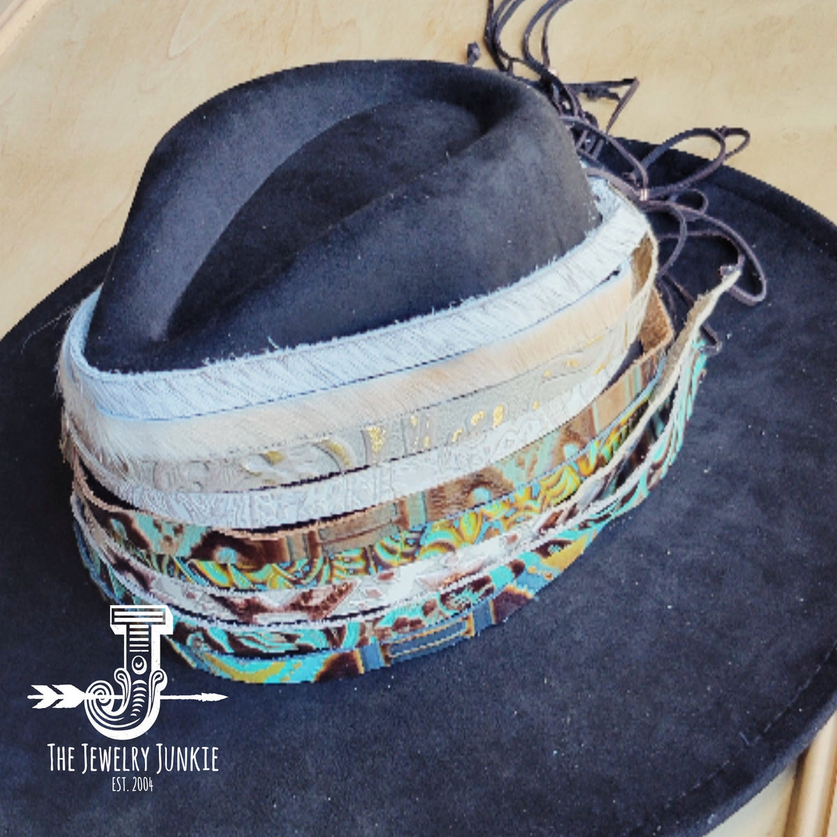 **Sienna Laredo Embossed Leather w/ Turq Slab Hat Band Only 950g