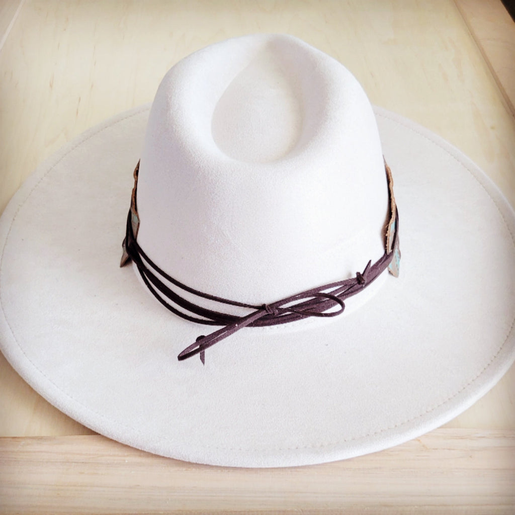**Wide Genuine Leather Turquoise Navajo Hat Band Only w/ Turq 953i