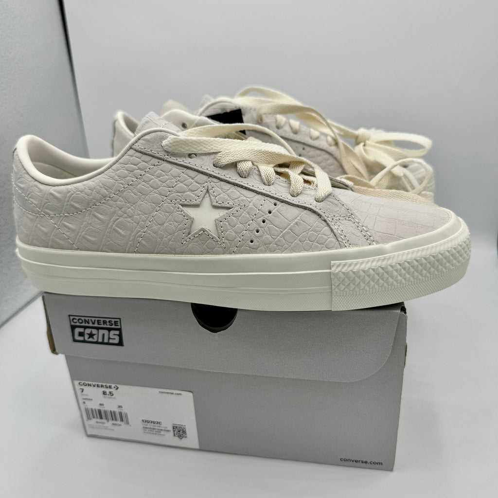 Converse One Star Pro OX Egret Grey Sneakers Croc Embossed Leather UNISEX
