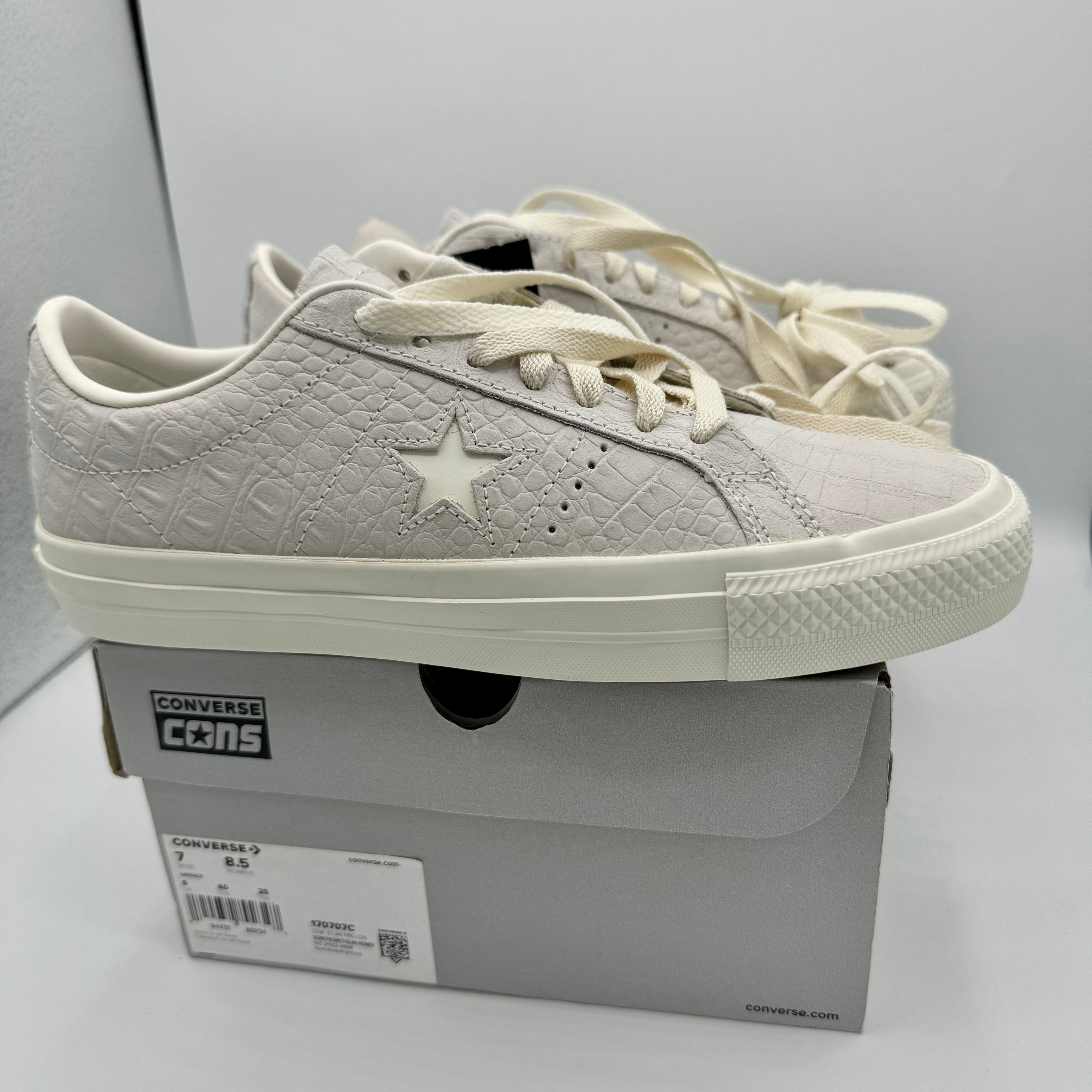 Converse One Star Pro OX Egret Grey Sneakers Croc Embossed Leather UNISEX