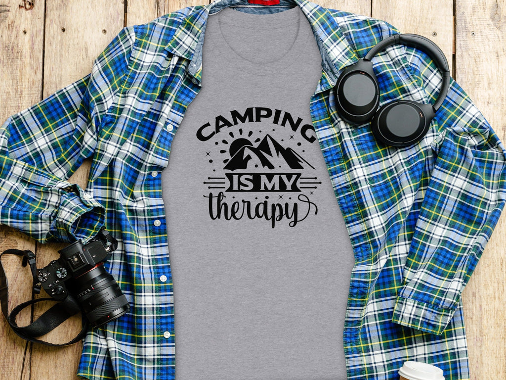 Camping Is My Therapy Outdoorsy Adventure Quote T-Shirt