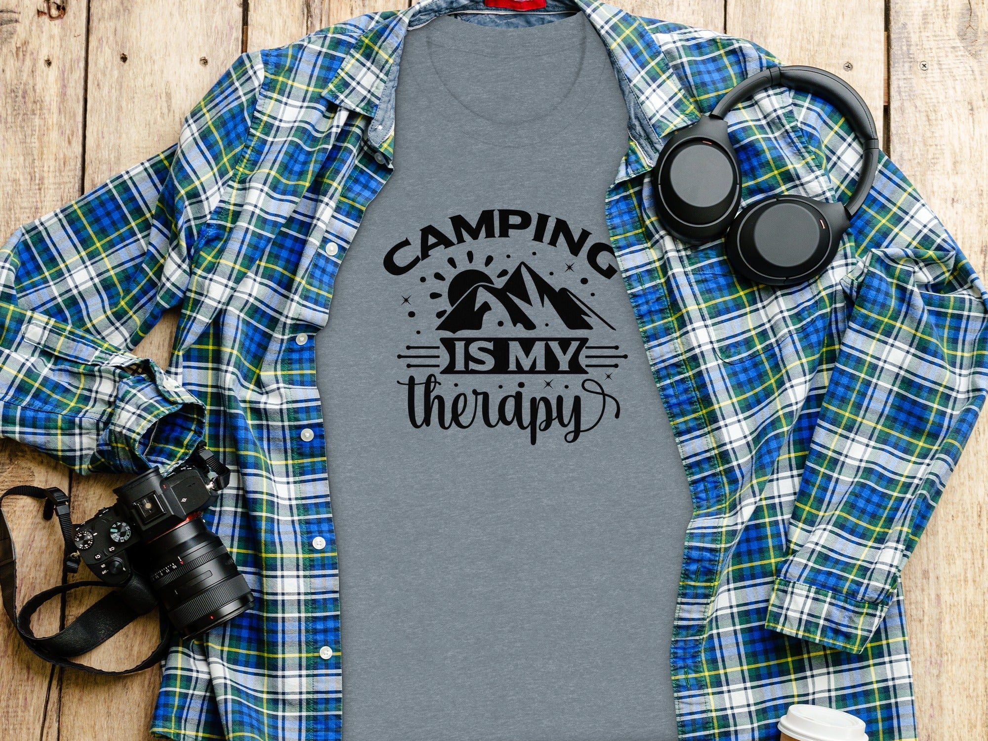Camping Is My Therapy Outdoorsy Adventure Quote T-Shirt