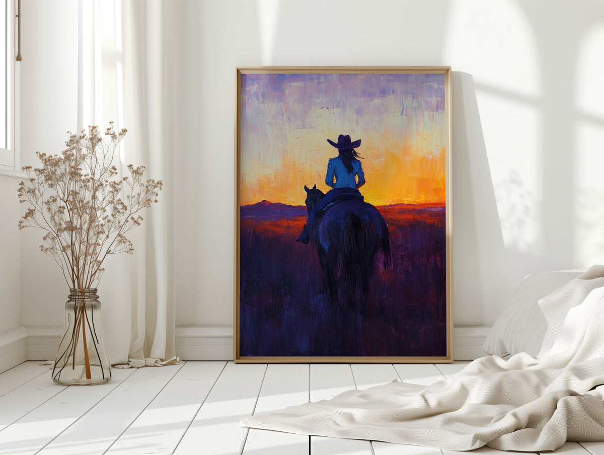 Cowgirl at Sunset Ride