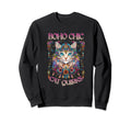 Boho Chic Cat Quirks Bohemian Cat Sweatshirt - Casual Everyday Wear Unisex