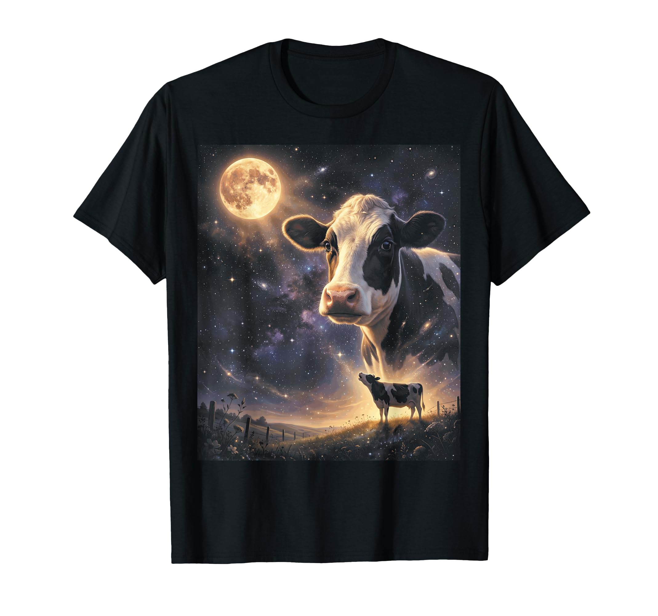 90S Cow Mooing Moon Y2K Aesthetic T-Shirt - Aesthetic Graphic for Adults