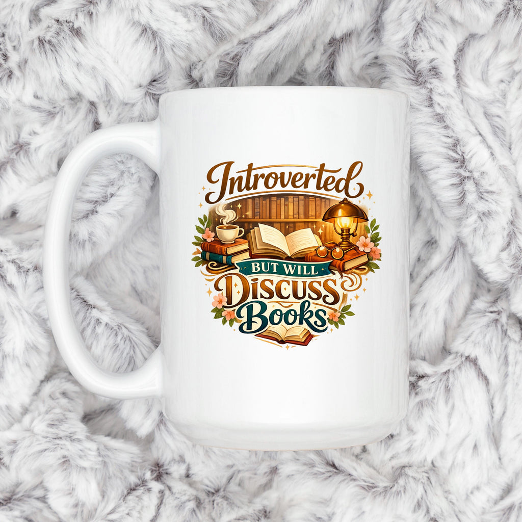 Introverted Book Lover Mug – Colorful Ceramic Coffee Cup with Witty Quote
