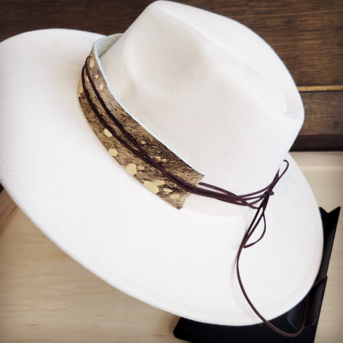 **Wide Hair Hide Mixed Metallic Hat Band Only 954e