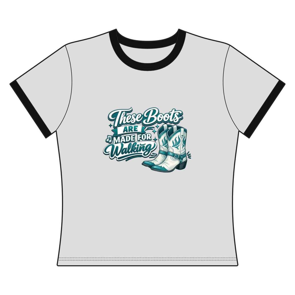 Cowgirl Cropped Tee, Cowgirl Boots T-Shirt, Western Girl Tee