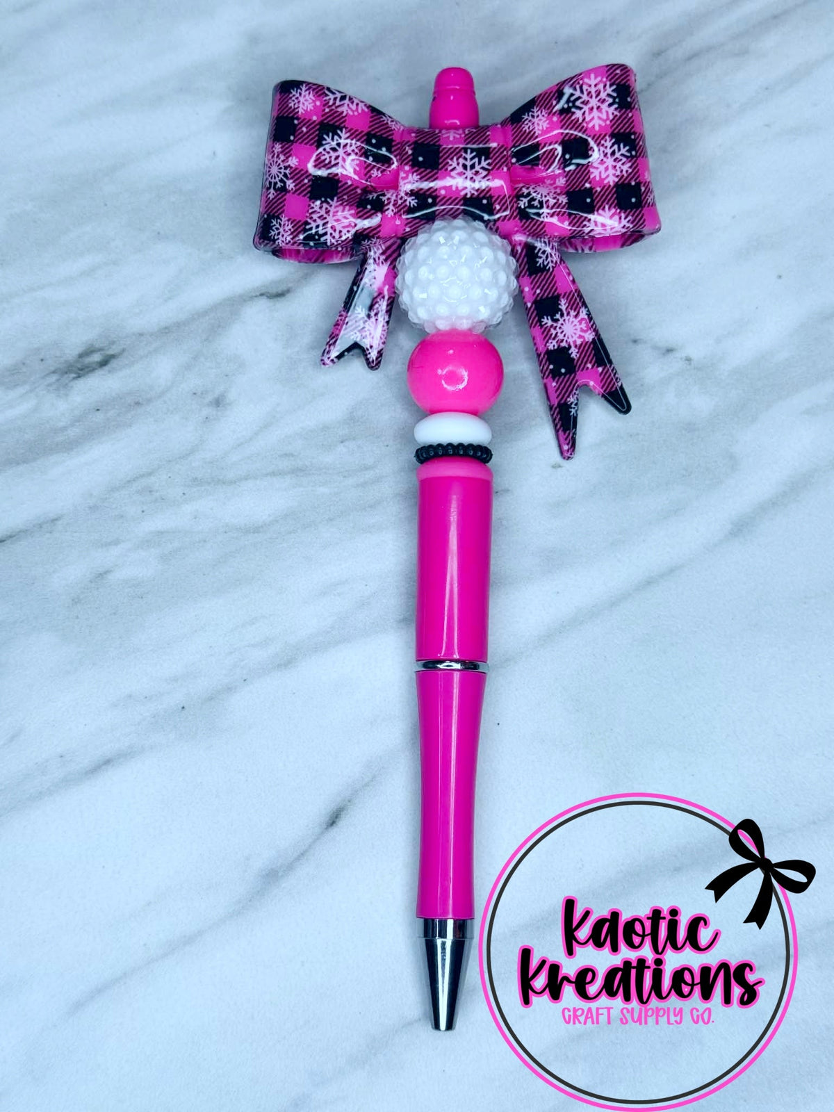 (SHOP DESTASH) PRE-MADE BEADED PEN - JUMBO BOW BP3 (1ct)