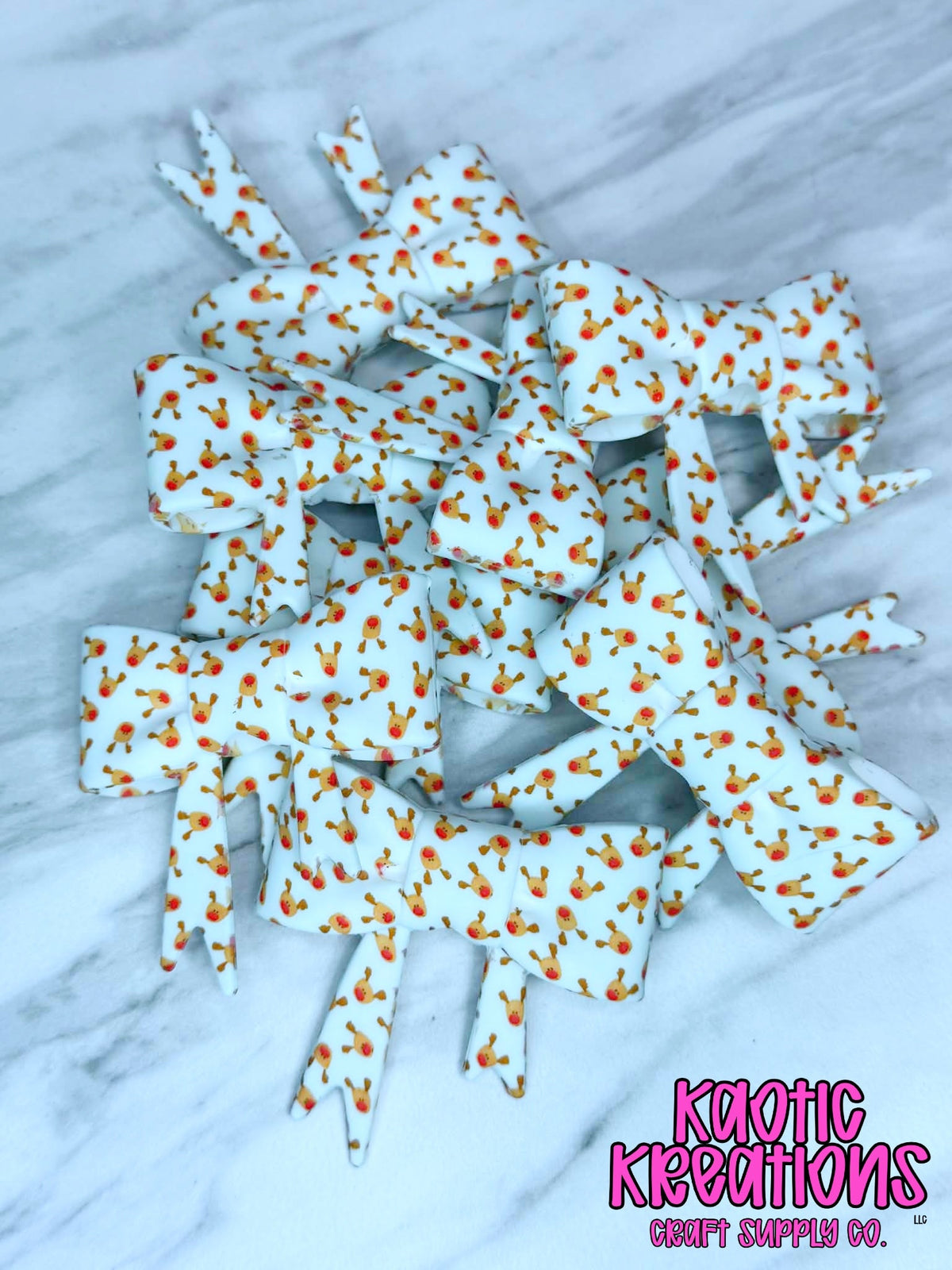 D3 BEADABLE JUMBO SILICONE BOW RED NOSE REINDEER (1ct)