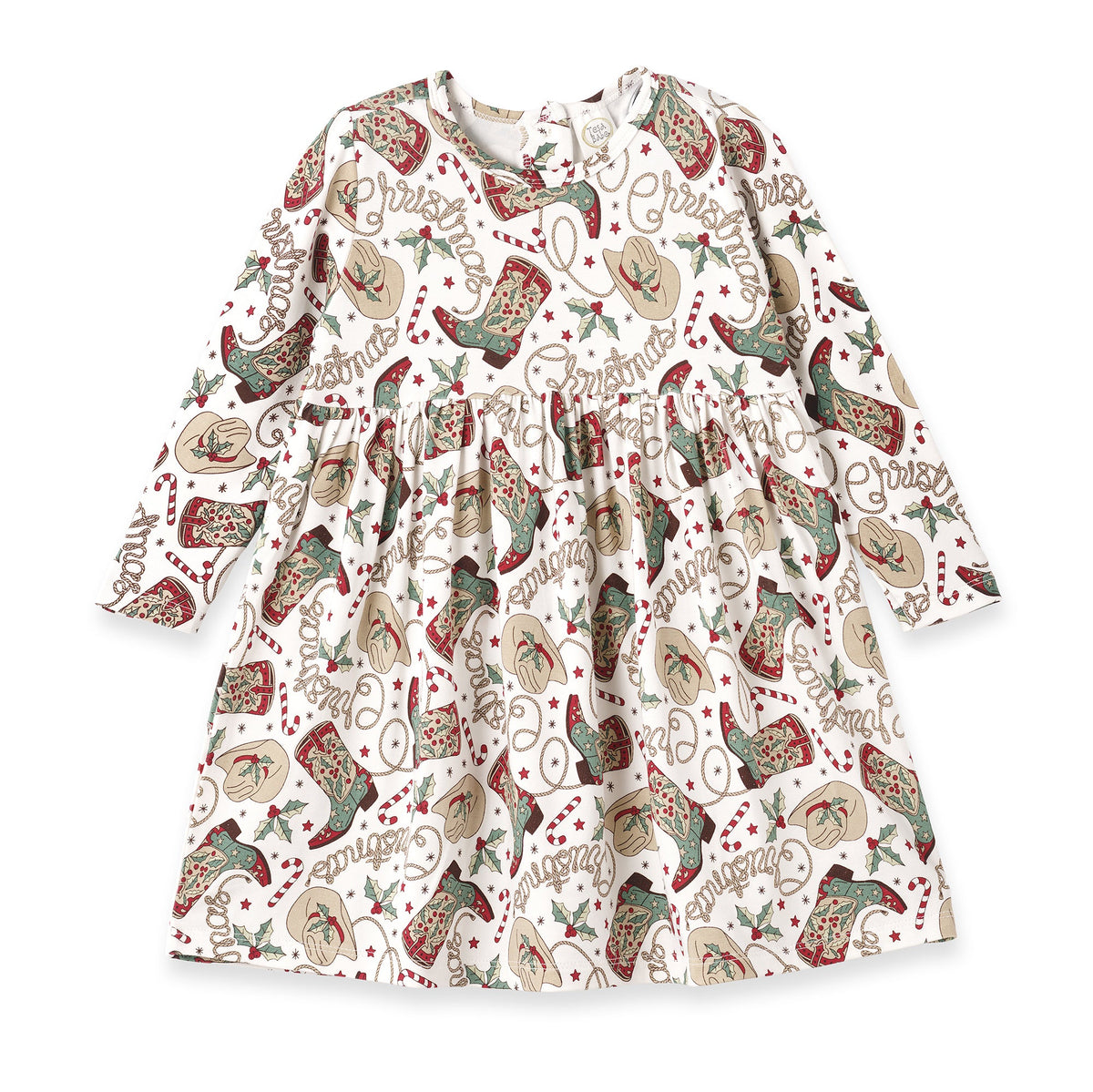Western Christmas Girls Dress – Soft Bamboo Holiday Style