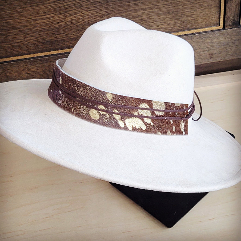 **Wide Hair Hide Mixed Metallic Hat Band Only 954e
