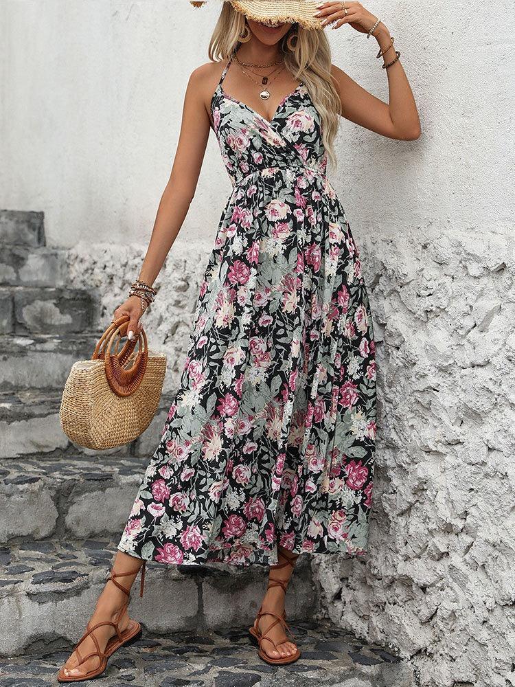 Thorns & Roses Cowgirl Dress | Sexy Floral V-neck Sleeveless Dress for Cowgirls