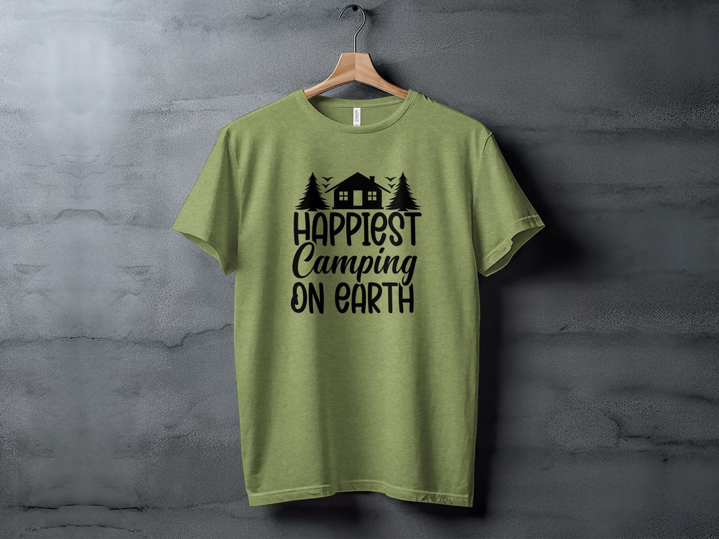 Happiest Camping on Earth Outdoorsy Cabin Life T-Shirt