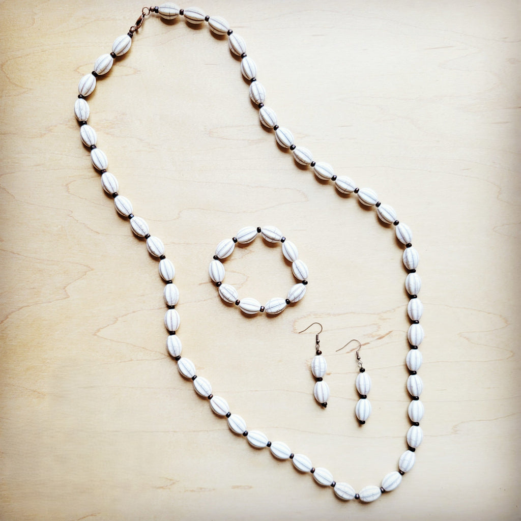 **White Turquoise Melon Bead Earrings 220y