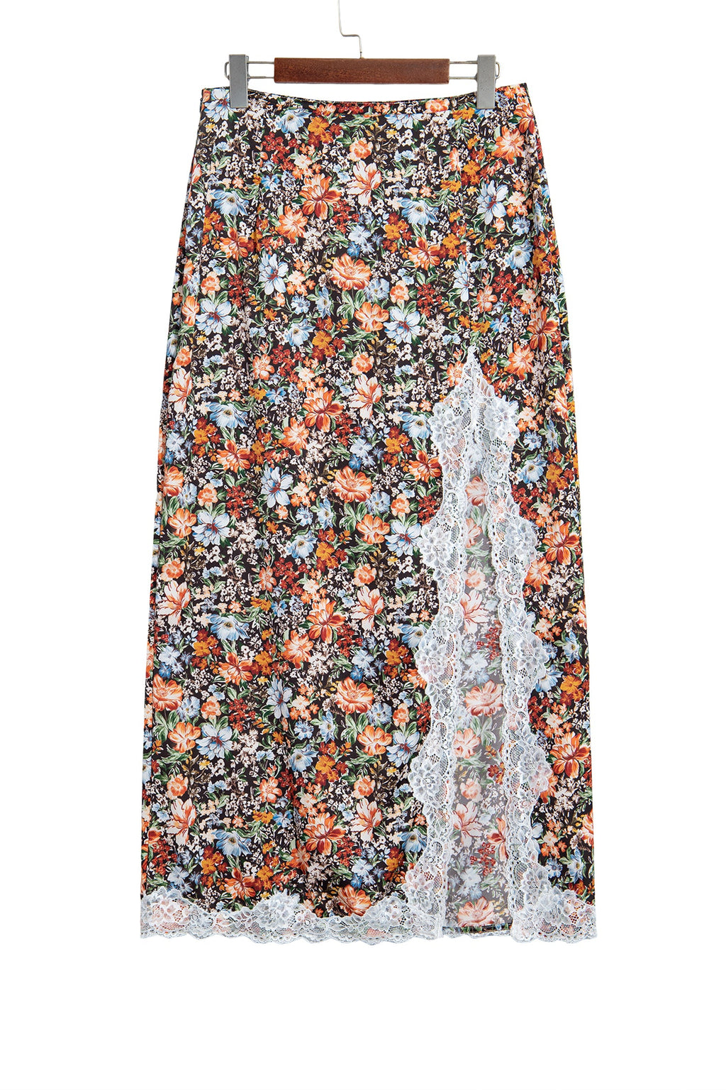 Brown Cheetah Print Trim Split Long Western Skirt