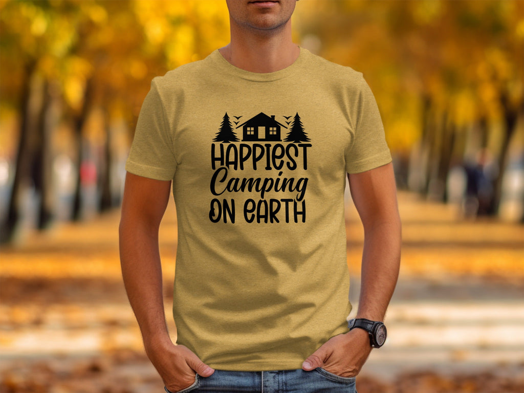 Happiest Camping on Earth Outdoorsy Cabin Life T-Shirt