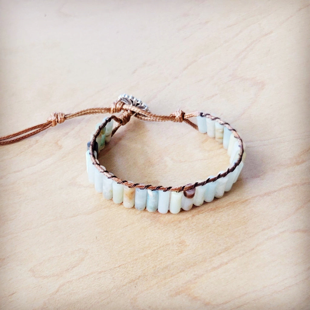 **Woven Amazonite Stacked Stone Beaded Bracelet 810m