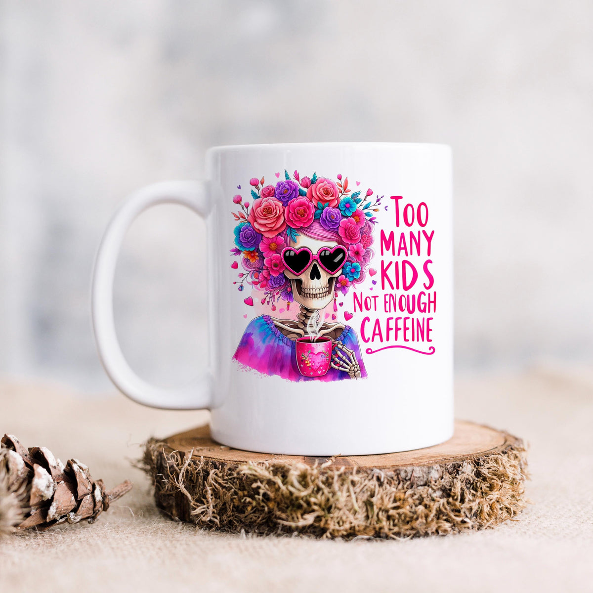 Funny Coffee Mug – Colorful Ceramic Tea Cup with Vibrant Floral Crown Design