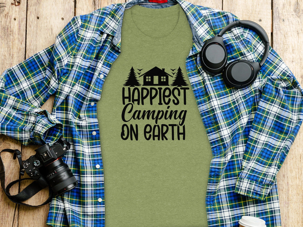Happiest Camping on Earth Outdoorsy Cabin Life T-Shirt