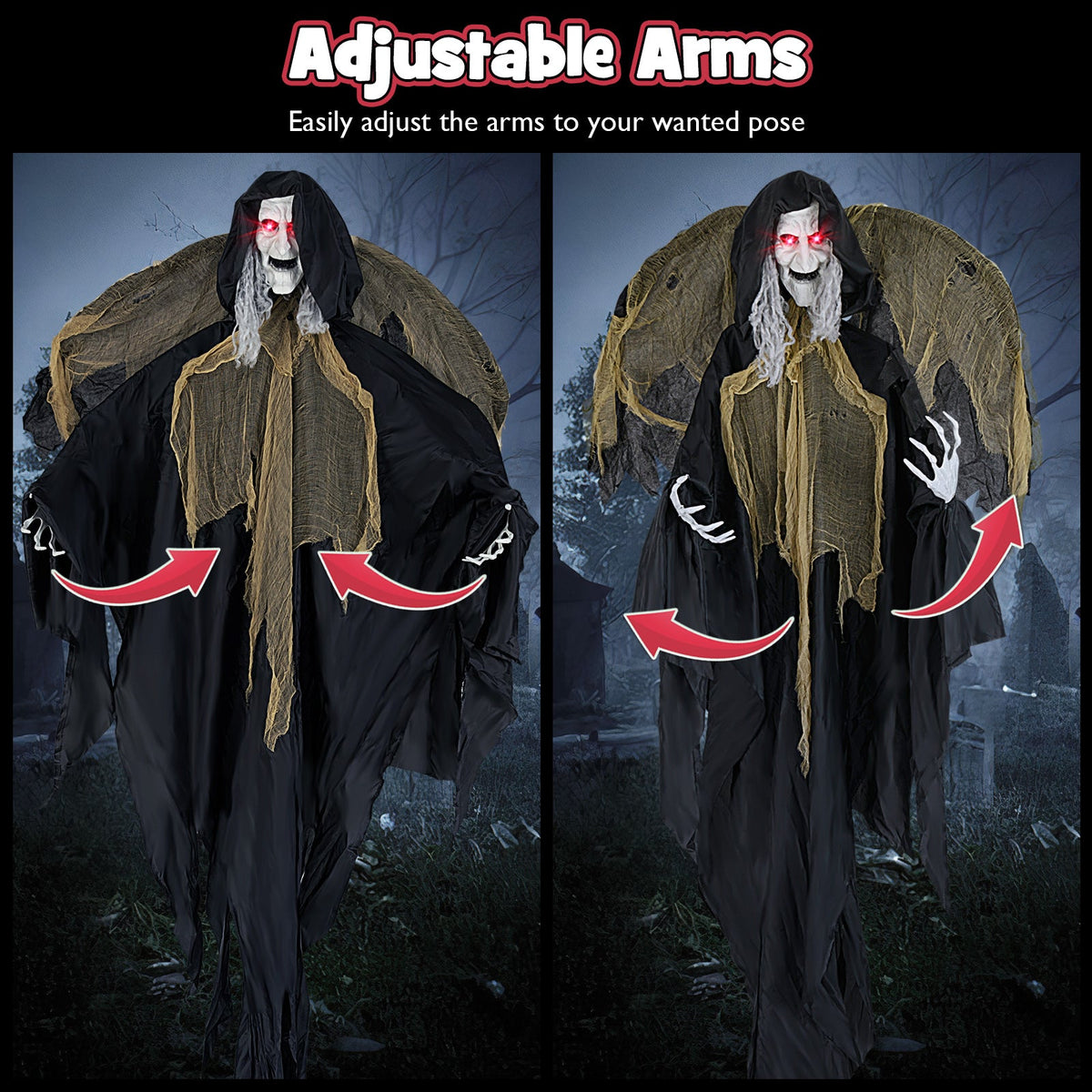 8.2 ft Halloween Standing Witch with Lighted Eyes and Automatic Wing Movement