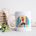 Farm Girl Mug – Rustic Farmhouse Coffee Cup with Sunflower Chicken Art