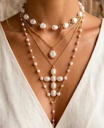 FAITH PEARL CHUNKY CROSS LARIAT CHAIN NECKLACE | WATERPROOF JEWELRY YOU WILL LOVE