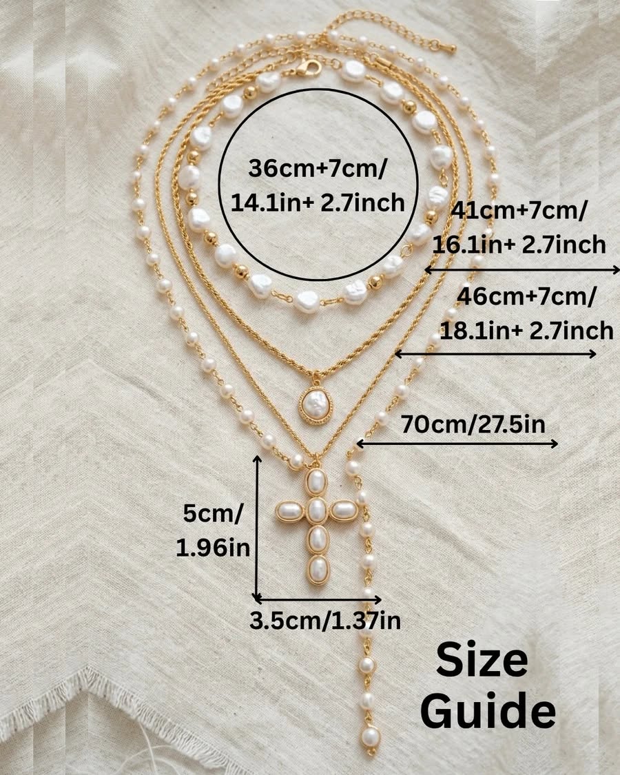 FAITH PEARL CHUNKY CROSS LARIAT CHAIN NECKLACE | WATERPROOF JEWELRY YOU WILL LOVE