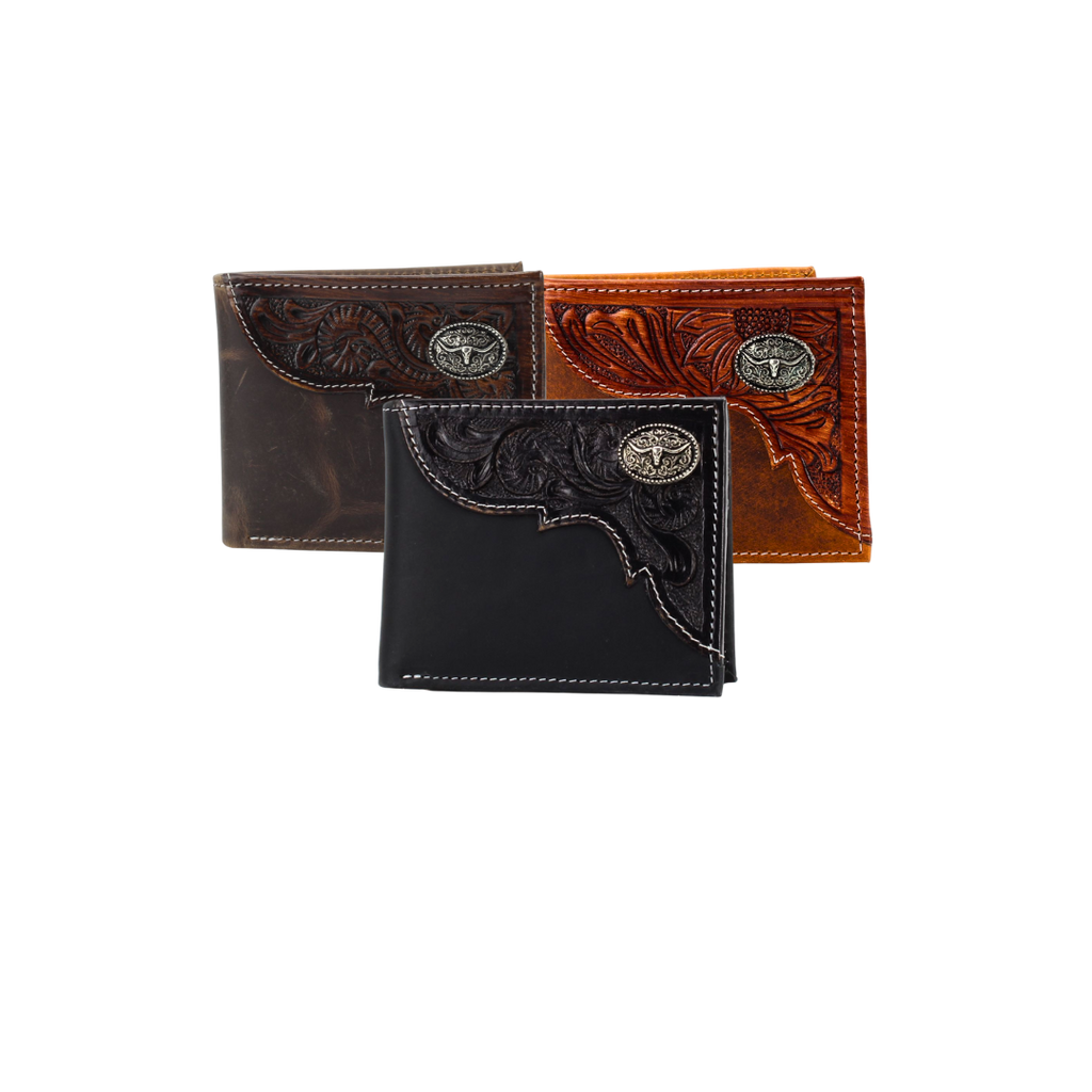 The Stockyard Tooled Leather Bifold Wallet | Branding Iron Western Wear