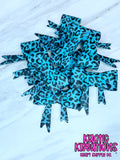 D63 BEADABLE JUMBO SILICONE BOW TEAL GLITTER LEOPARD (1ct)