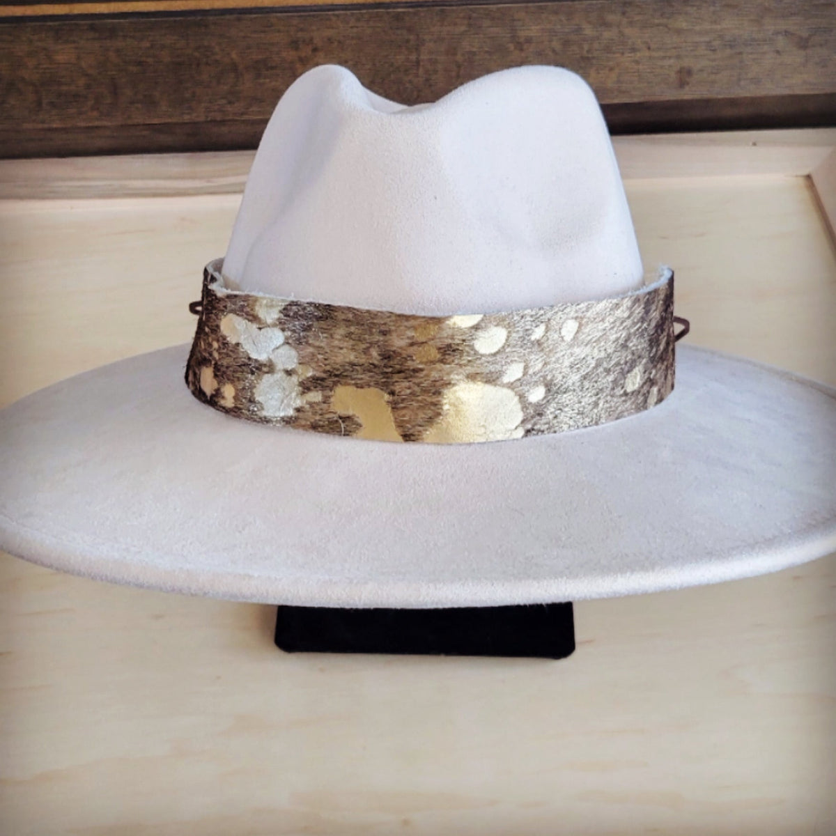 **Wide Hair Hide Mixed Metallic Hat Band Only 954e