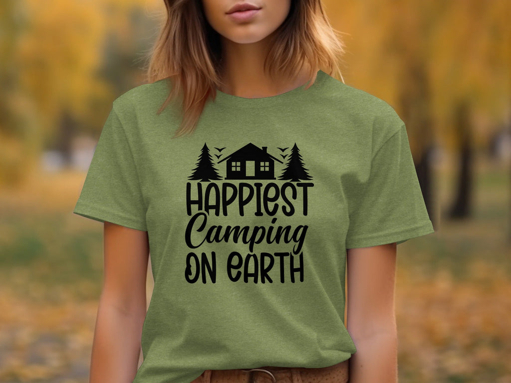 Happiest Camping on Earth Outdoorsy Cabin Life T-Shirt