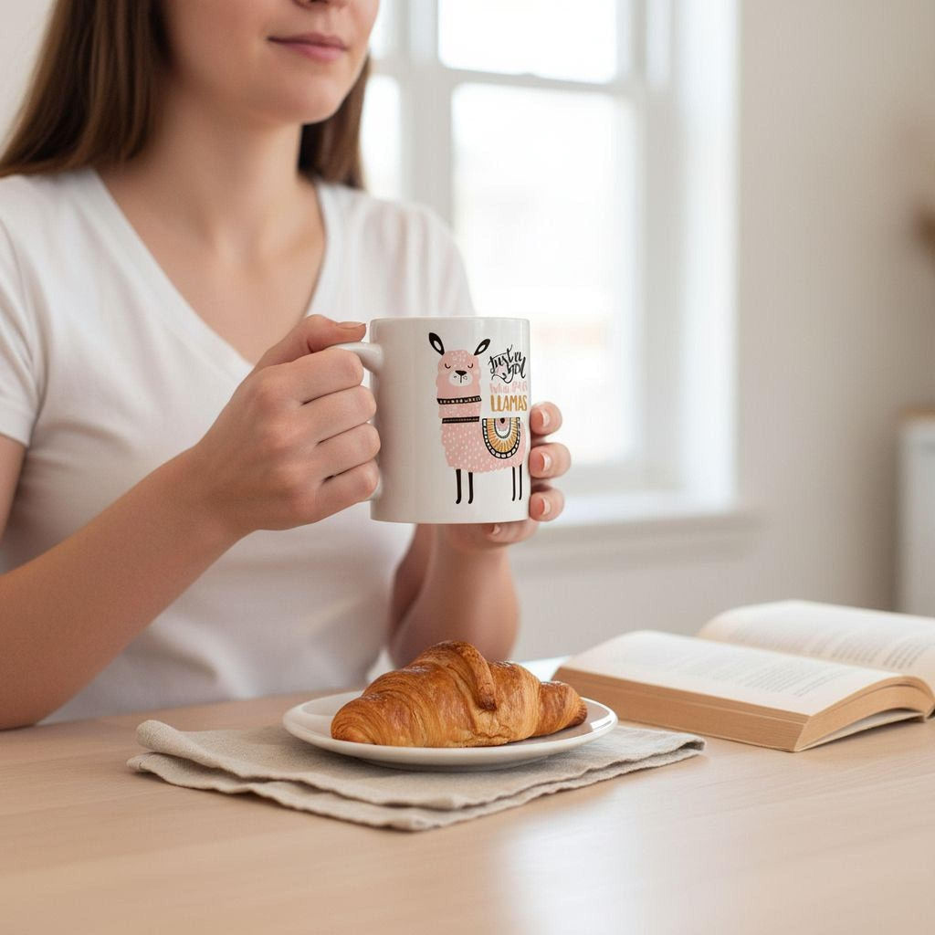 Llama Coffee Mug – Whimsical Ceramic Cup, Dishwasher Safe 11 oz & 15 oz