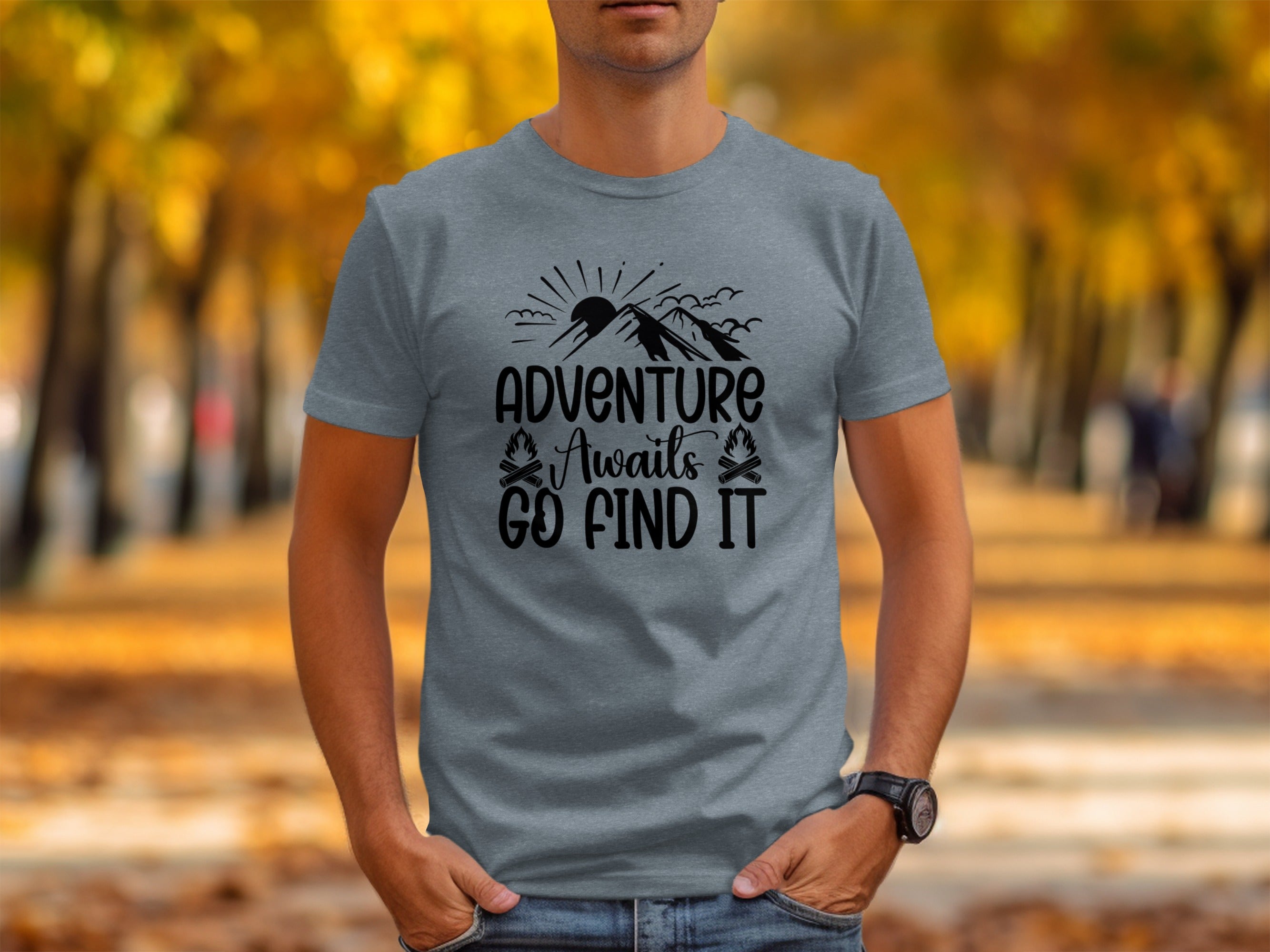 Adventure Awaits Go Find It Outdoorsy Graphic T-Shirt
