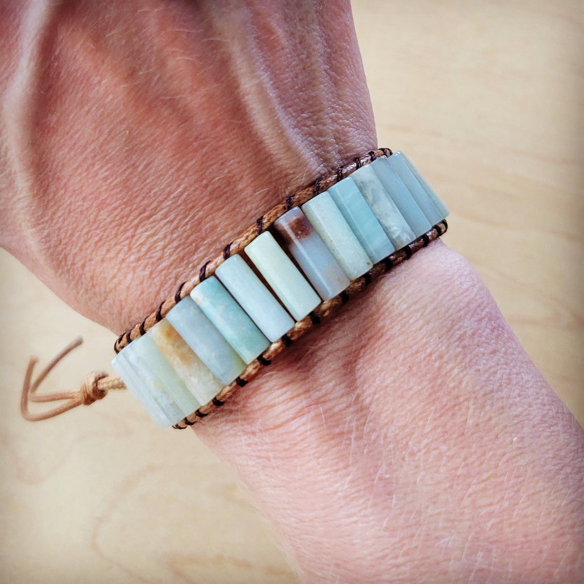 **Woven Amazonite Stacked Stone Beaded Bracelet 810m