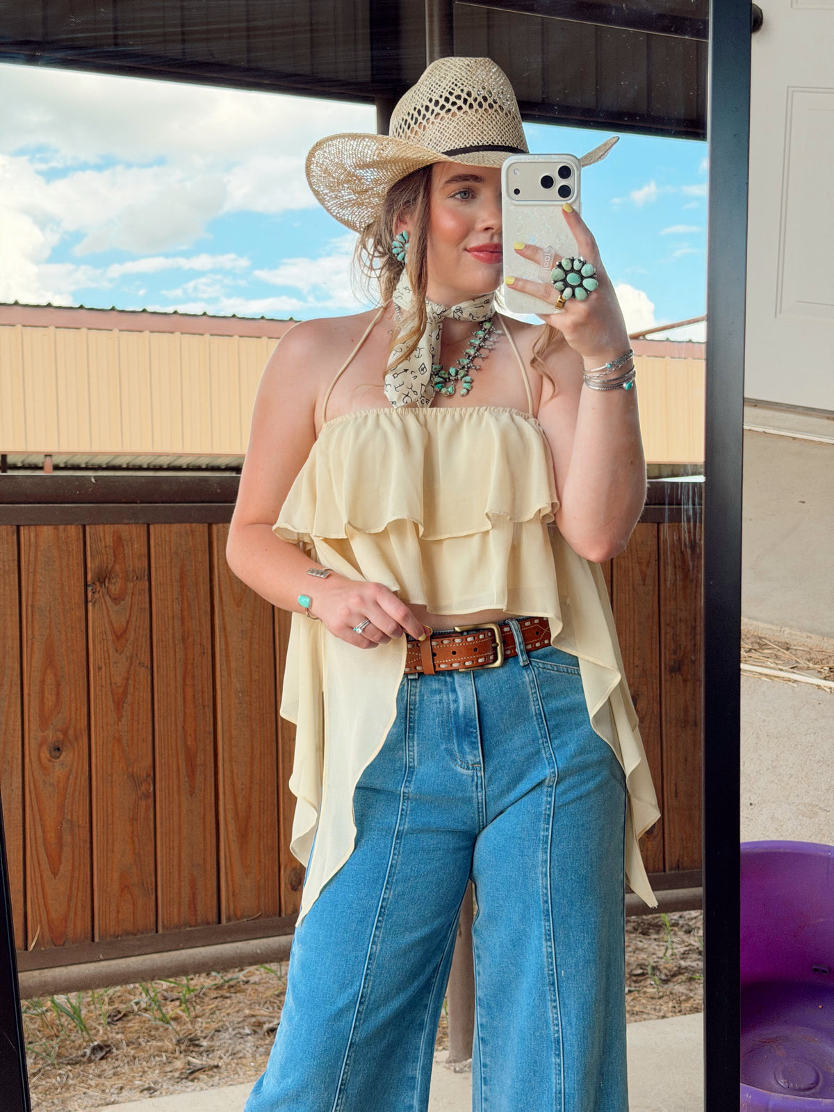 The Bryn Ruffle Halter Top