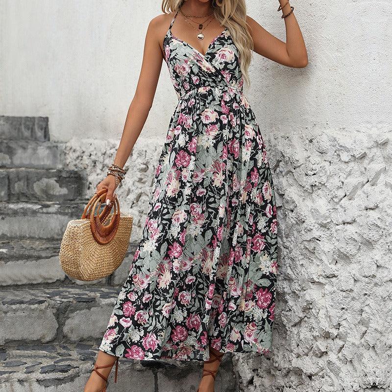 Thorns & Roses Cowgirl Dress | Sexy Floral V-neck Sleeveless Dress for Cowgirls