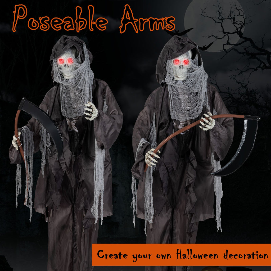 8.5 Feet Halloween Decoration Animated Standing Grim Reaper with Glowing Eyes