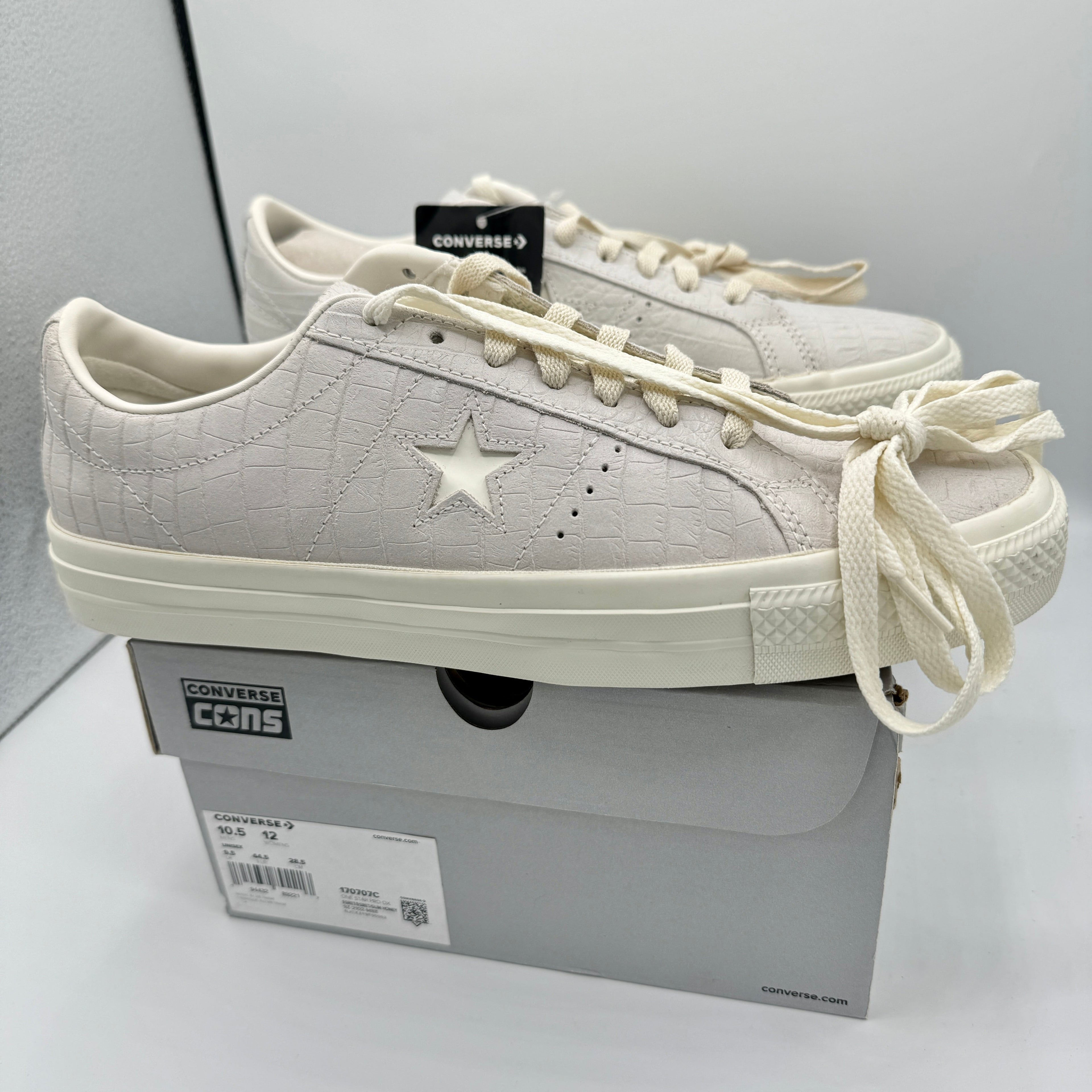 Converse One Star Pro OX Egret Grey Sneakers Croc Embossed Leather UNISEX
