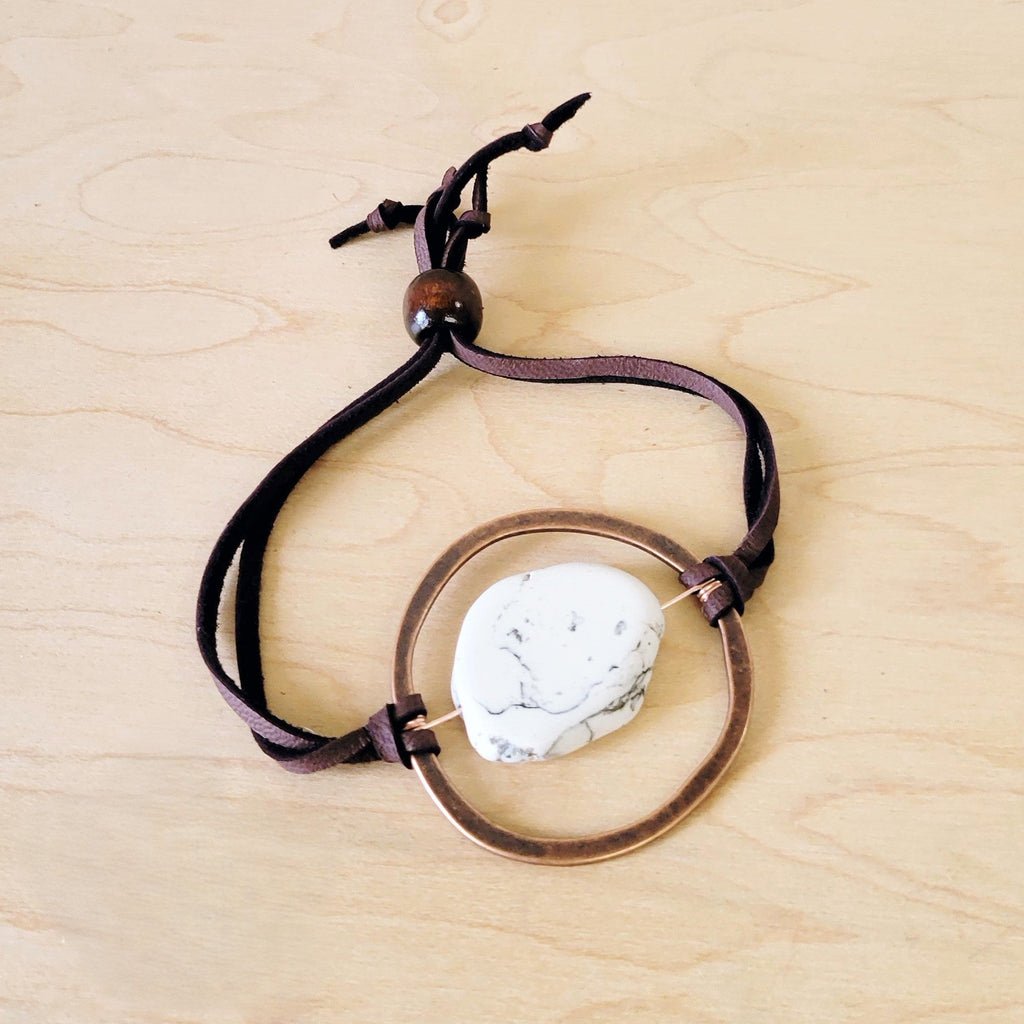 **White Turquoise Bracelet w/ Adjustable Ties 010h