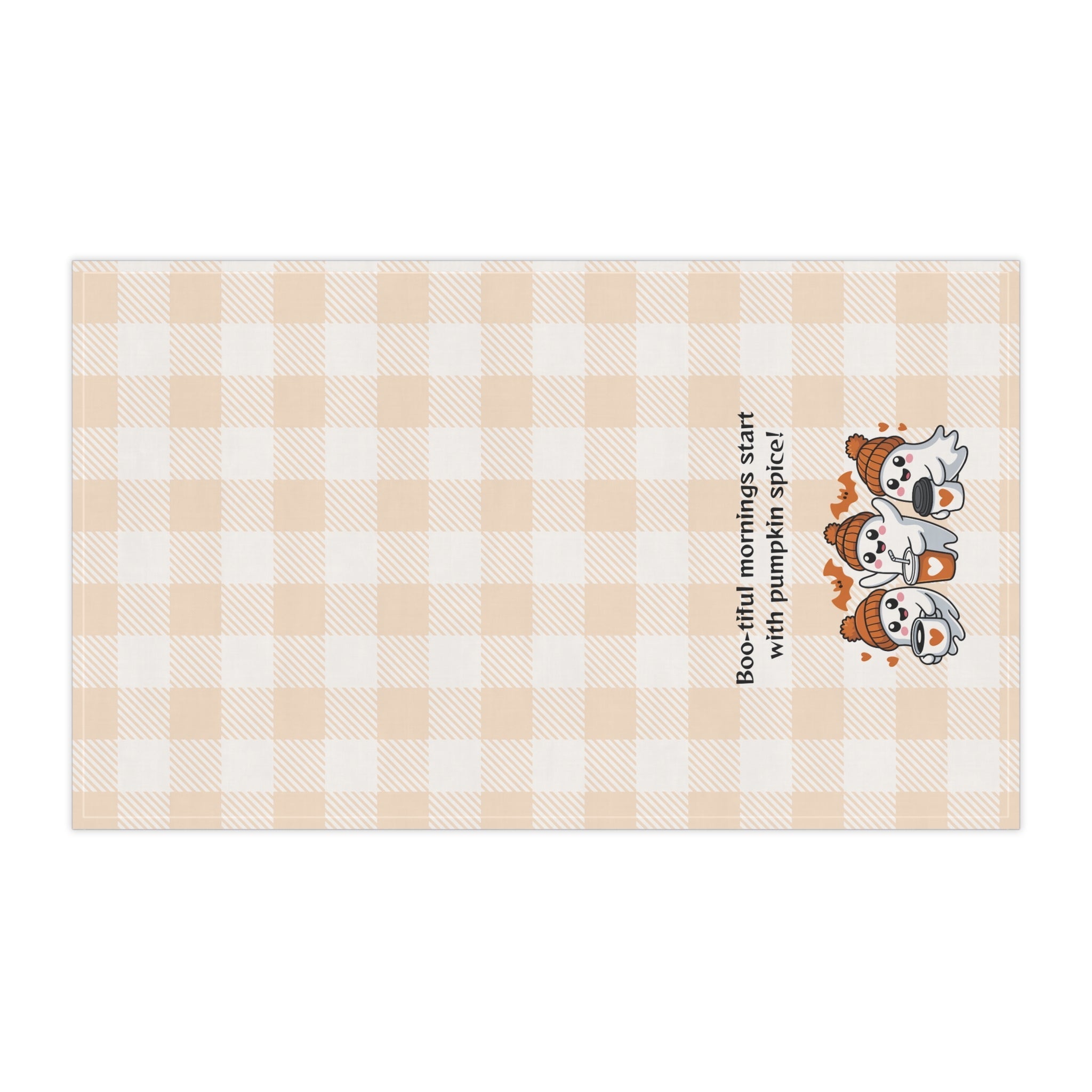 Cozy Fall Tea Towels | "Boo-tiful Mornings with Pumpkin Spice" | Perfect for Autumn, Halloween, Kitchen Decor, Gift Idea