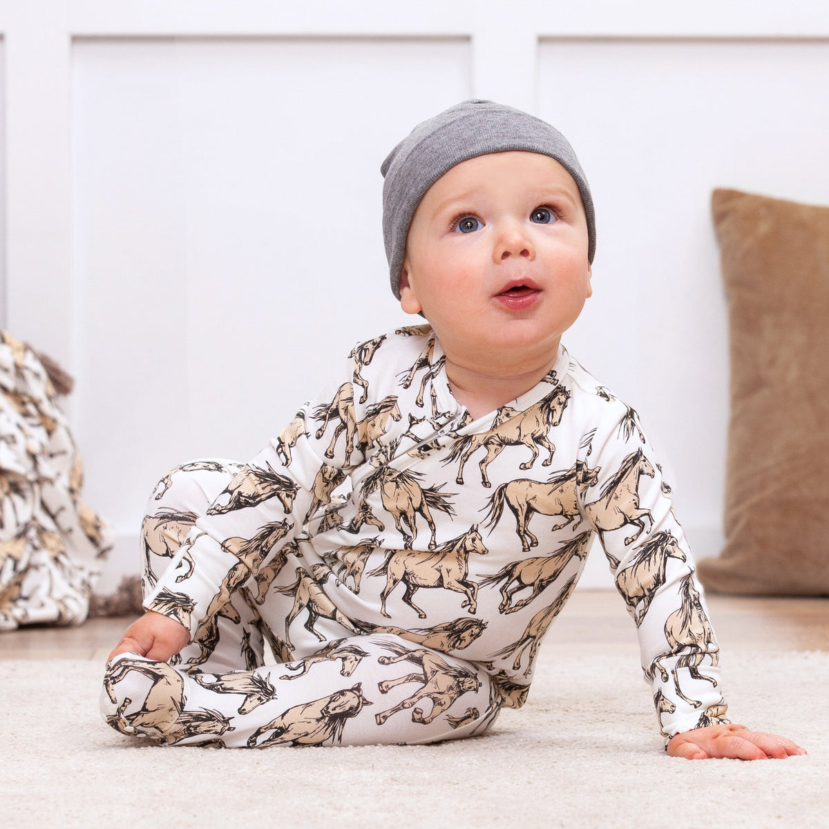Wild Horses Bamboo Zipper Romper - NB