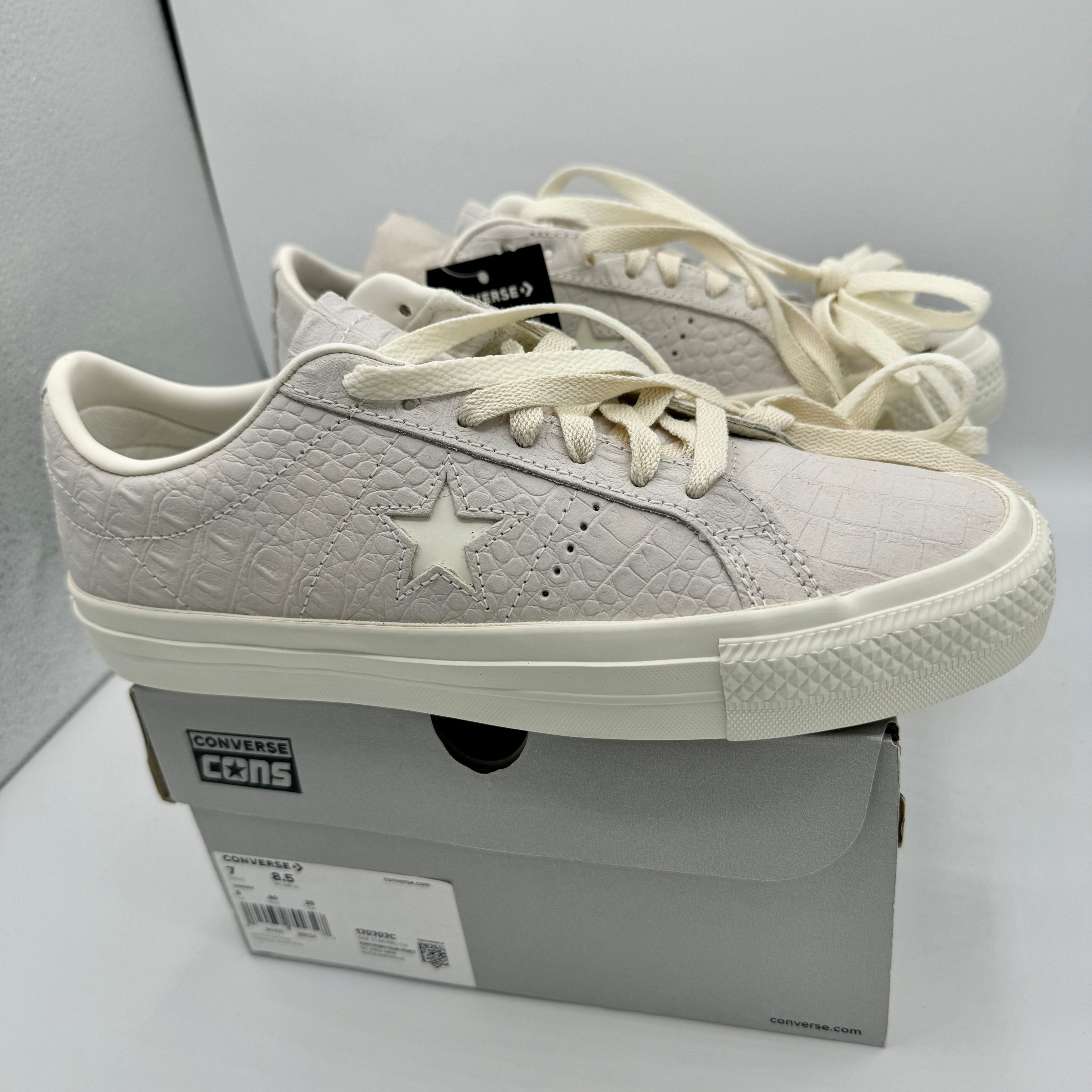 Converse One Star Pro OX Egret Grey Sneakers Croc Embossed Leather UNISEX