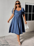 Honey Plus Size Ruched Sweetheart Neck Dress for Women